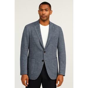 L.B.M. 1911 Luigi Bianchi Mantova Sport Coat Blue Linen Blend Blazer Sz 44 Knit